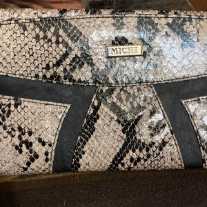 Miche Women's Clutch - Black and Tan Snake Print